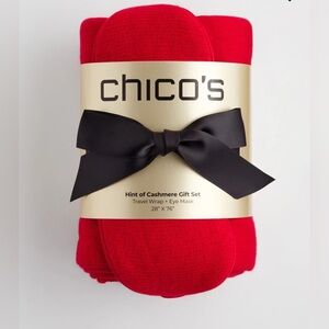 Chicos Travel Wrap and Eye Mask Set in Carmine Red